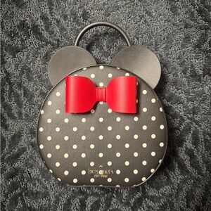 NWOT Kate Spade Black and White Polka Dot Bag with Red Bow